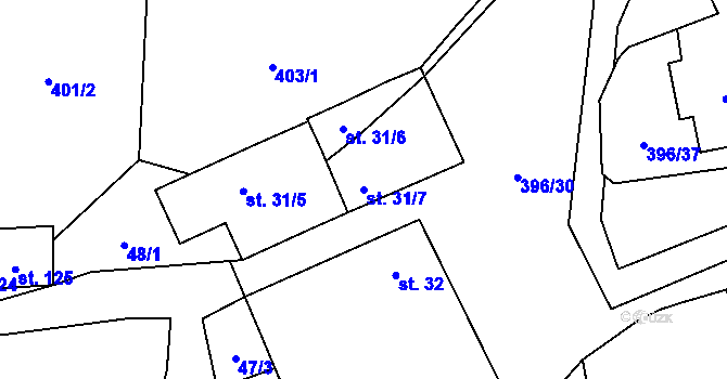 Parcela st. 31/7 v KÚ Černovice u Kunštátu, Katastrální mapa