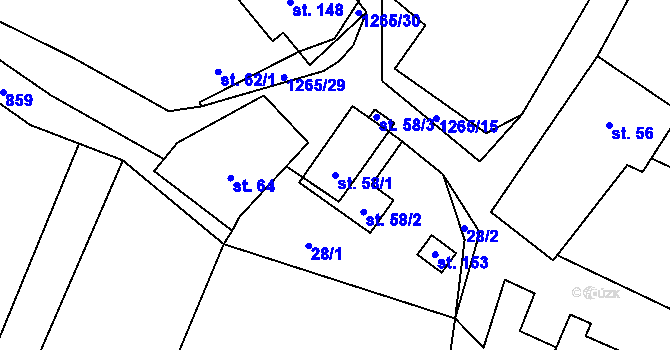 Parcela st. 58/1 v KÚ Černovice u Kunštátu, Katastrální mapa