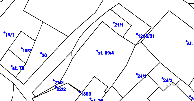 Parcela st. 69/4 v KÚ Černovice u Kunštátu, Katastrální mapa
