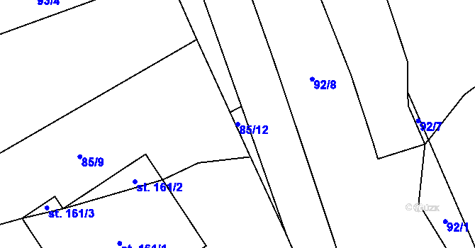 Parcela st. 85/12 v KÚ Černovice u Kunštátu, Katastrální mapa