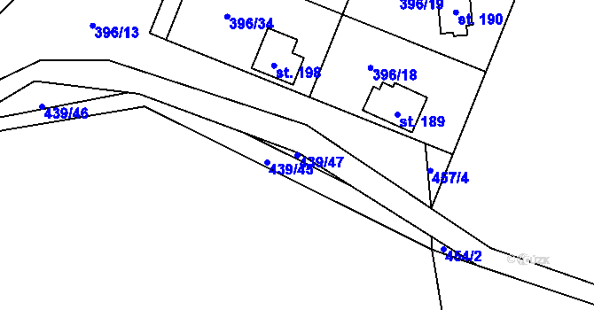 Parcela st. 439/47 v KÚ Černovice u Kunštátu, Katastrální mapa