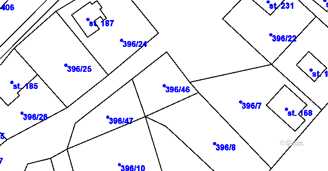 Parcela st. 396/46 v KÚ Černovice u Kunštátu, Katastrální mapa
