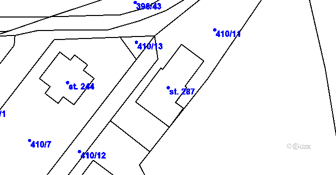 Parcela st. 287 v KÚ Černovice u Kunštátu, Katastrální mapa