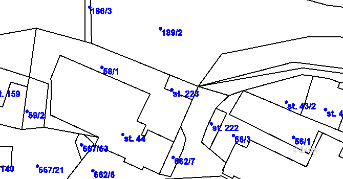 Parcela st. 223 v KÚ Černovír u Ústí nad Orlicí, Katastrální mapa
