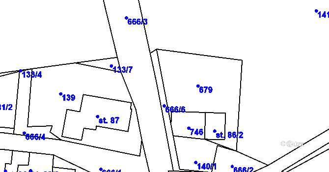 Parcela st. 140/2 v KÚ Černovír u Ústí nad Orlicí, Katastrální mapa