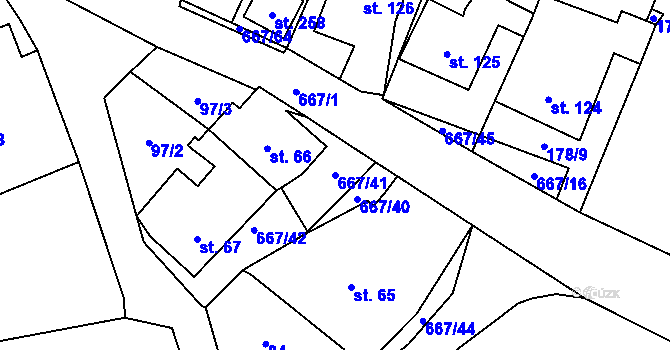 Parcela st. 667/41 v KÚ Černovír u Ústí nad Orlicí, Katastrální mapa