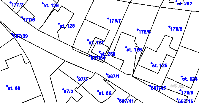 Parcela st. 258 v KÚ Černovír u Ústí nad Orlicí, Katastrální mapa