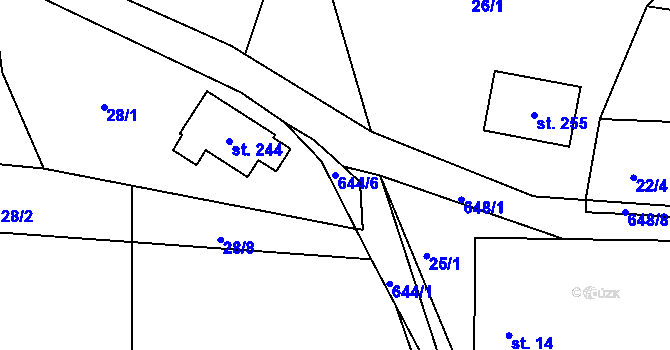 Parcela st. 644/6 v KÚ Černovír u Ústí nad Orlicí, Katastrální mapa