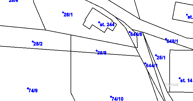 Parcela st. 28/8 v KÚ Černovír u Ústí nad Orlicí, Katastrální mapa