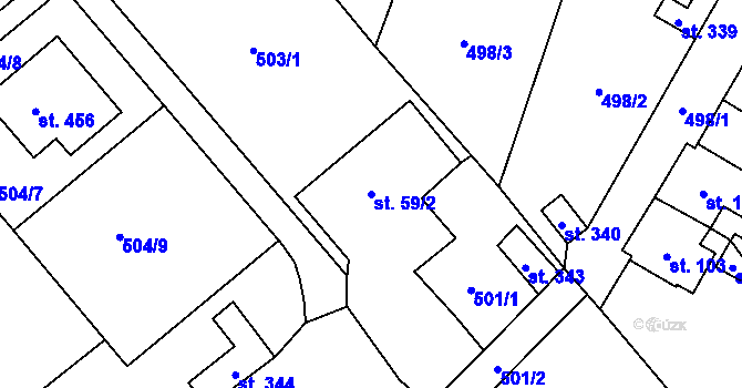 Parcela st. 59/2 v KÚ Černožice nad Labem, Katastrální mapa