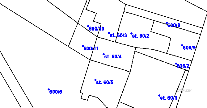 Parcela st. 60/4 v KÚ Černožice nad Labem, Katastrální mapa