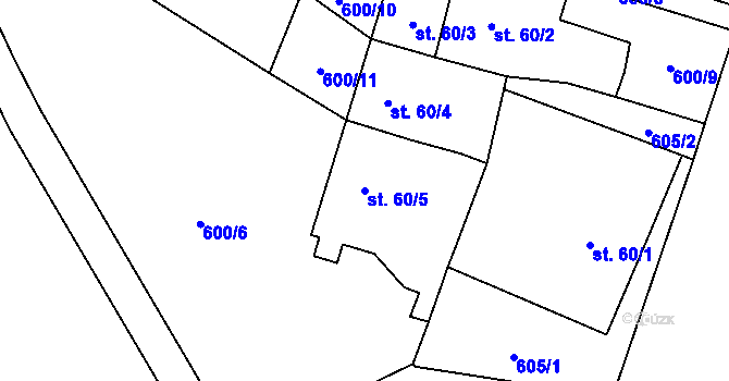 Parcela st. 60/5 v KÚ Černožice nad Labem, Katastrální mapa