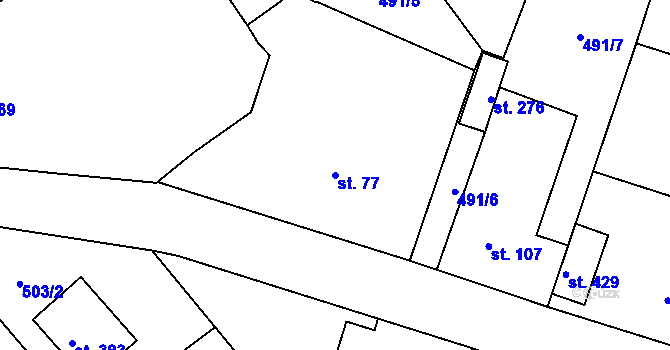 Parcela st. 77 v KÚ Černožice nad Labem, Katastrální mapa