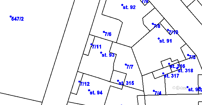 Parcela st. 93 v KÚ Černožice nad Labem, Katastrální mapa