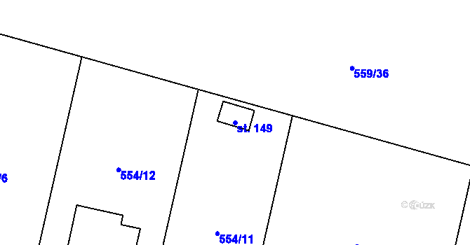 Parcela st. 149 v KÚ Černožice nad Labem, Katastrální mapa