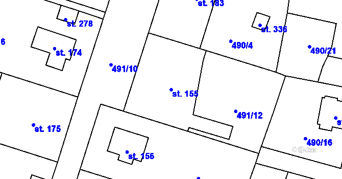 Parcela st. 155 v KÚ Černožice nad Labem, Katastrální mapa