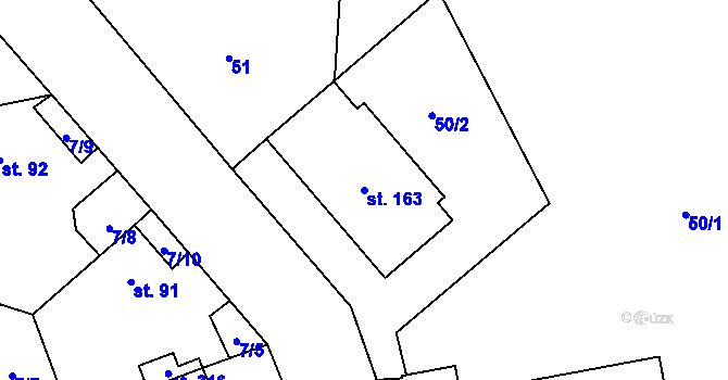 Parcela st. 163 v KÚ Černožice nad Labem, Katastrální mapa