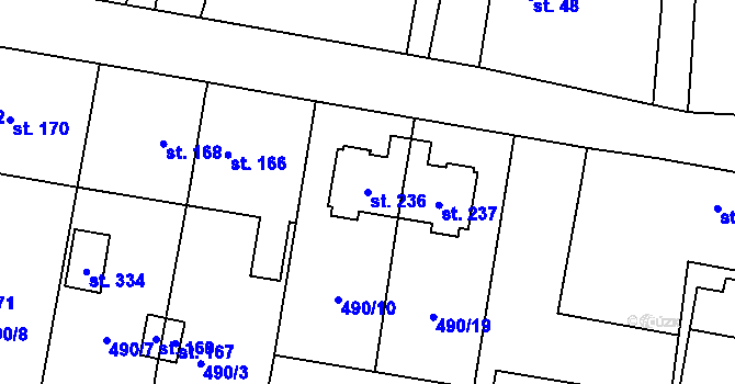 Parcela st. 236 v KÚ Černožice nad Labem, Katastrální mapa
