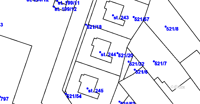 Parcela st. 244 v KÚ Černožice nad Labem, Katastrální mapa