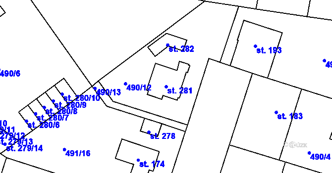Parcela st. 281 v KÚ Černožice nad Labem, Katastrální mapa