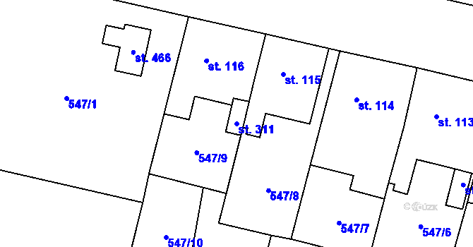 Parcela st. 311 v KÚ Černožice nad Labem, Katastrální mapa