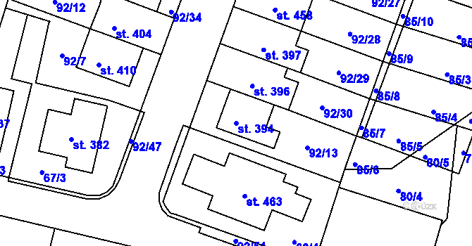 Parcela st. 394 v KÚ Černožice nad Labem, Katastrální mapa
