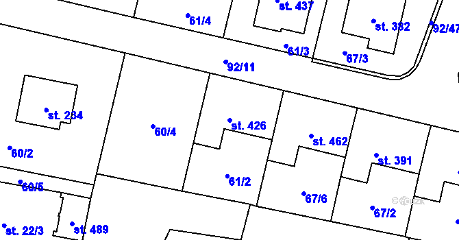 Parcela st. 426 v KÚ Černožice nad Labem, Katastrální mapa