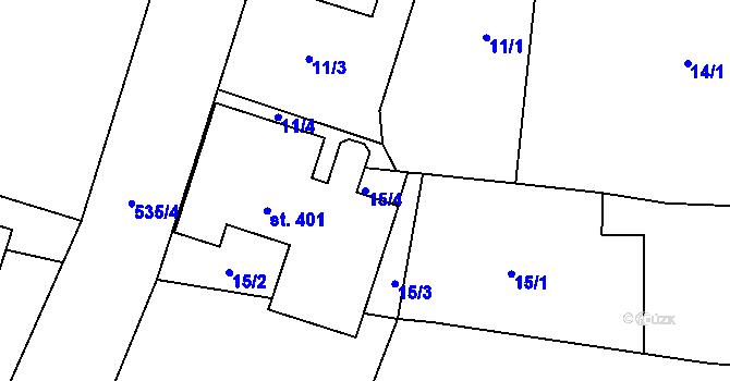 Parcela st. 15/4 v KÚ Černožice nad Labem, Katastrální mapa