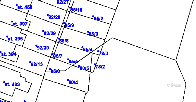 Parcela st. 78/3 v KÚ Černožice nad Labem, Katastrální mapa