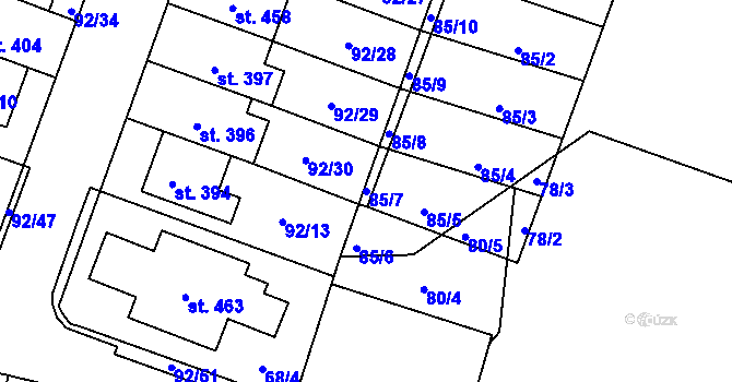 Parcela st. 85/7 v KÚ Černožice nad Labem, Katastrální mapa