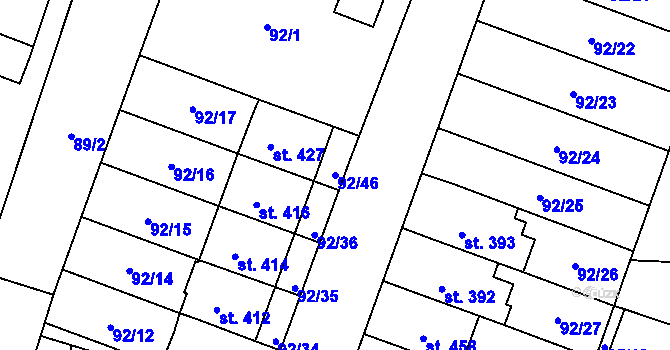 Parcela st. 92/46 v KÚ Černožice nad Labem, Katastrální mapa