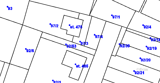 Parcela st. 97/3 v KÚ Černožice nad Labem, Katastrální mapa