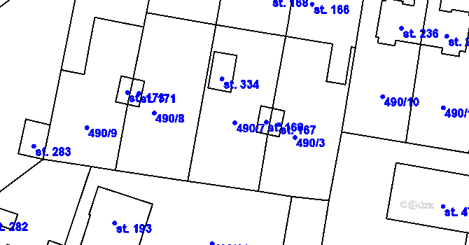 Parcela st. 490/7 v KÚ Černožice nad Labem, Katastrální mapa