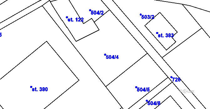 Parcela st. 504/4 v KÚ Černožice nad Labem, Katastrální mapa