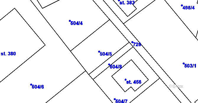 Parcela st. 504/5 v KÚ Černožice nad Labem, Katastrální mapa