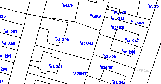 Parcela st. 525/13 v KÚ Černožice nad Labem, Katastrální mapa
