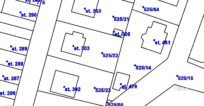 Parcela st. 525/22 v KÚ Černožice nad Labem, Katastrální mapa
