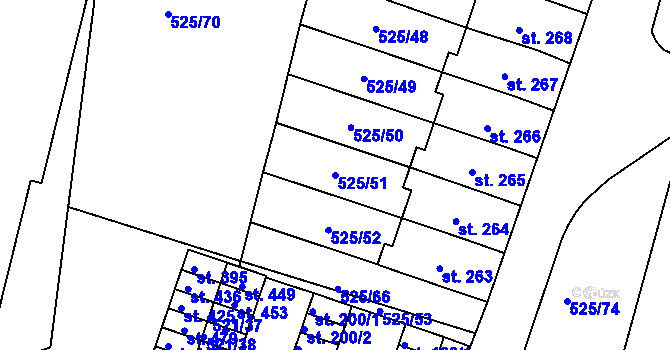 Parcela st. 525/51 v KÚ Černožice nad Labem, Katastrální mapa