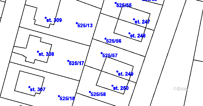 Parcela st. 525/57 v KÚ Černožice nad Labem, Katastrální mapa