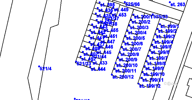 Parcela st. 445 v KÚ Černožice nad Labem, Katastrální mapa