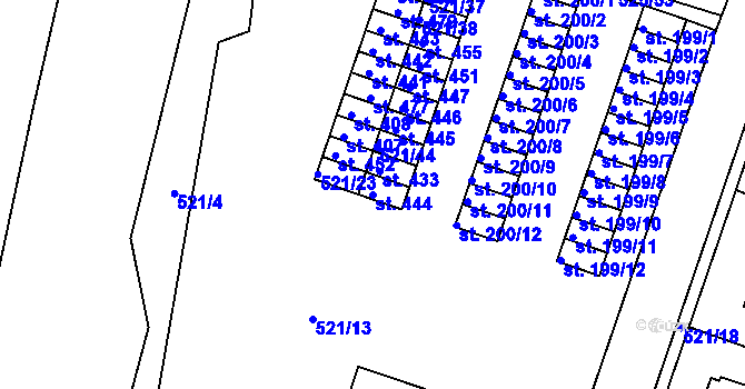Parcela st. 444 v KÚ Černožice nad Labem, Katastrální mapa