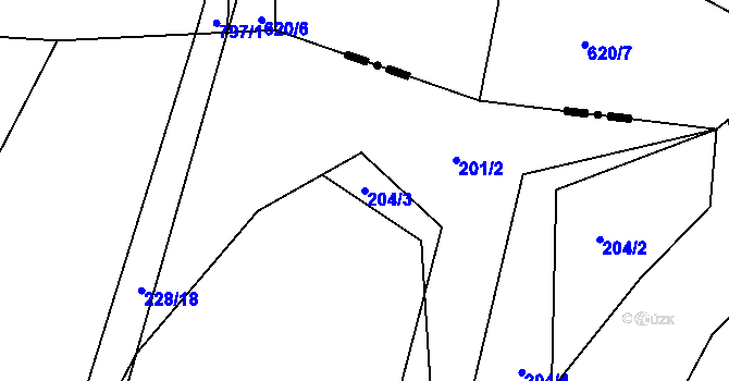 Parcela st. 204/3 v KÚ Černožice nad Labem, Katastrální mapa