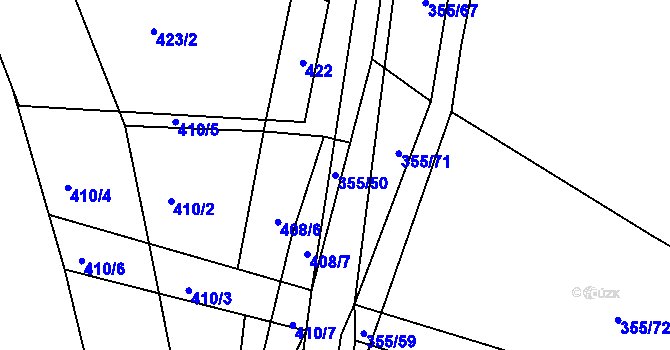 Parcela st. 355/50 v KÚ Černožice nad Labem, Katastrální mapa