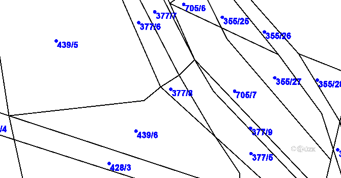 Parcela st. 377/8 v KÚ Černožice nad Labem, Katastrální mapa