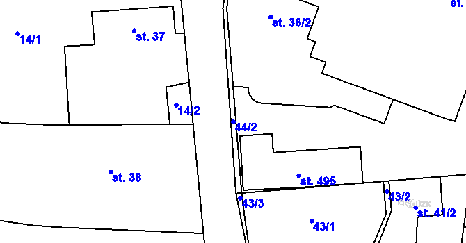 Parcela st. 44/2 v KÚ Černožice nad Labem, Katastrální mapa
