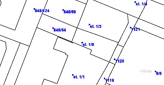 Parcela st. 1/8 v KÚ Černuc, Katastrální mapa
