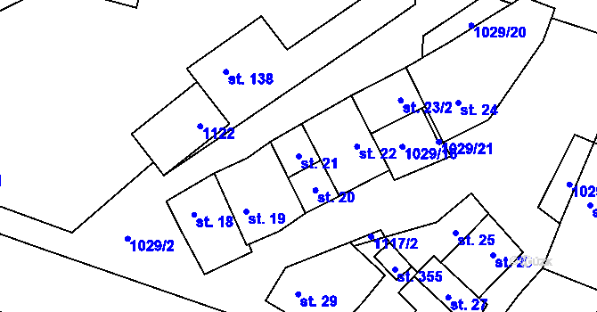 Parcela st. 21 v KÚ Černuc, Katastrální mapa