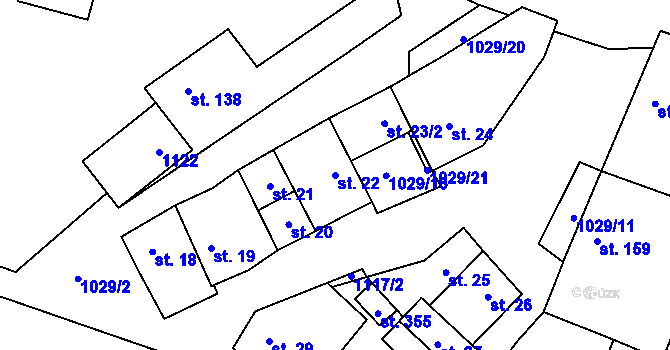 Parcela st. 22 v KÚ Černuc, Katastrální mapa