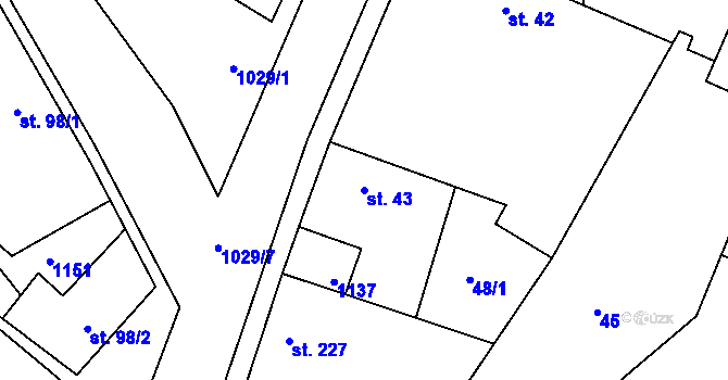 Parcela st. 43 v KÚ Černuc, Katastrální mapa