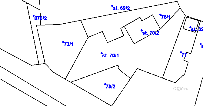 Parcela st. 70/1 v KÚ Černuc, Katastrální mapa
